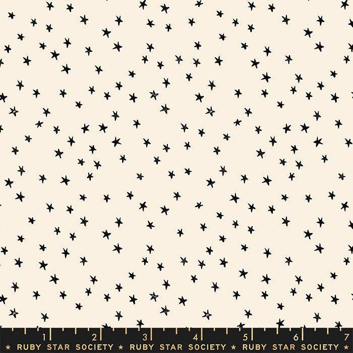 Manufacturer: Ruby Star Society Designer: Alexia Abegg Collection: Mini Starry Print Name: Natural Black Material: 100% Cotton  Weight: Quilting  SKU: RS4110-21 Width: 44 inches