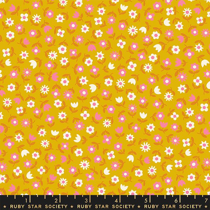 Manufacturer: Ruby Star Society Designer: Kimberly Kight Collection: Picture Book Print Name: Floral in Goldenrod Material: 100% Cotton  Weight: Quilting  SKU: RS3072-12 Width: 44 inches