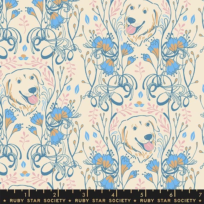 Manufacturer: Ruby Star Society Designer: Sarah Watts Collection: Dog Park Print Name: Golden Garden in Shell Material: 100% Cotton  Weight: Quilting  SKU: RS2093-11 Width: 44 inches