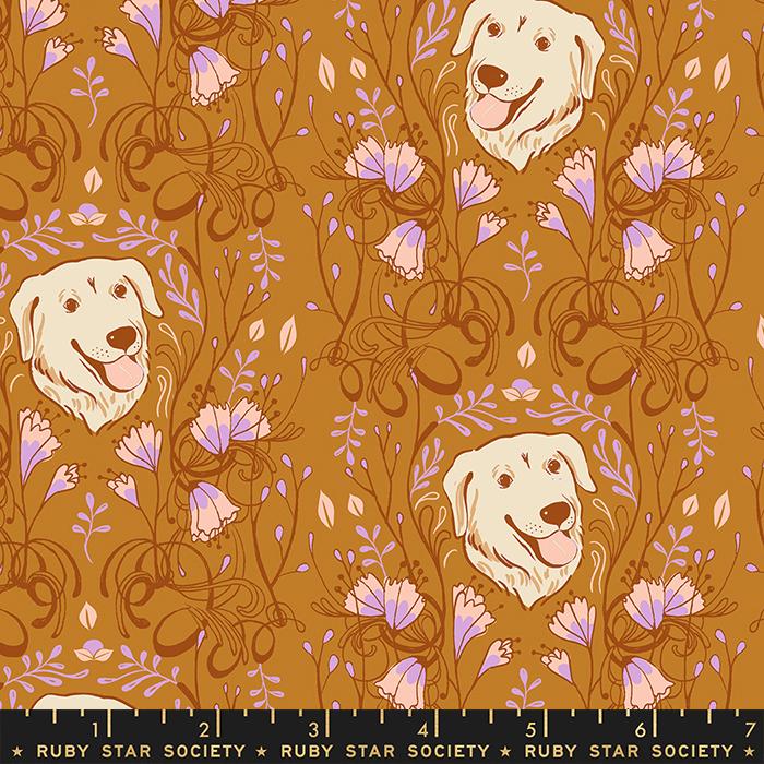 Manufacturer: Ruby Star Society Designer: Sarah Watts Collection: Dog Park Print Name: Golden Garden in Earth Material: 100% Cotton  Weight: Quilting  SKU: RS2093-13 Width: 44 inches