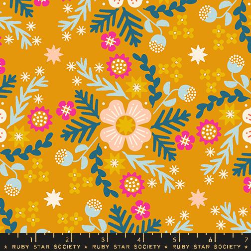 Manufacturer: Ruby Star Society Designer: Rashida Coleman-Hale Collection: Pivot Print Name: Wildflower in Goldenrod CANVAS Material: 70% Cotton 30% Linen  Weight: Quilting  SKU: RS1079 14L Width: 44 inches