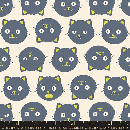 Manufacturer: Ruby Star Society Designer: Ruby Star Society Collection: Good Spirits Print Name: Scaredy Cats in Natural Glow in the Dark Material: 100% Cotton Weight: Quilting  SKU: RS5137 11G Width: 44 inches