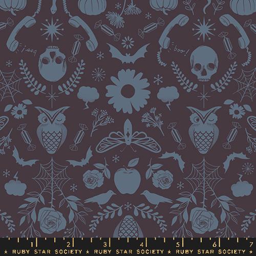 Manufacturer: Ruby Star Society Designer: Ruby Star Society Collection: Good Spirits Print Name: Creepy Damask in Caviar Material: 100% Cotton Weight: Quilting SKU: RS5138 15 Width: 44 inches