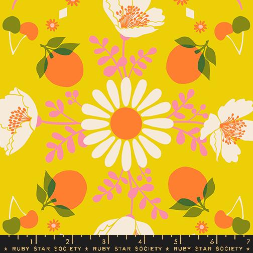 Manufacturer: Ruby Star Society Designer: Melody Miller Collection: Juicy Print Name: Poppy Garden in Golden Hour Material: 100% Cotton Weight: Quilting SKU: RS0085-12 Width: 44 inches