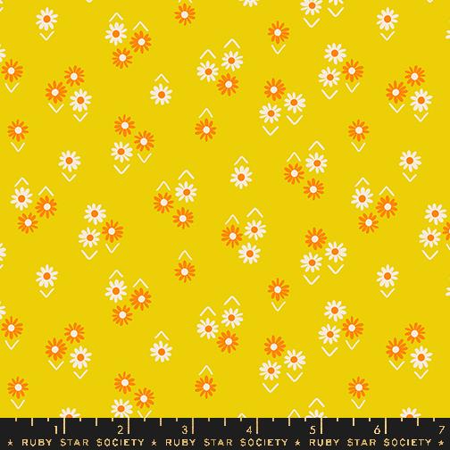 Manufacturer: Ruby Star Society Designer: Melody Miller Collection: Juicy Print Name: Baby Flowers in Golden Hour Material: 100% Cotton Weight: Quilting SKU: RS0092-13 Width: 44 inches