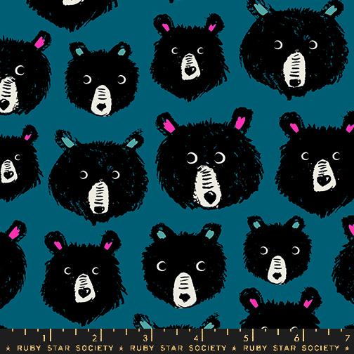 Manufacturer: Ruby Star Society Designer: Sarah Watts Collection: Teddy and the Bears Print Name: Teddy and the Bears in Thunder Material: 100% Cotton Weight: Quilting SKU: RS2102-14 Width: 44 inches