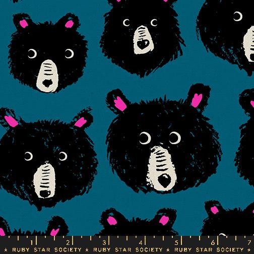 Manufacturer: Ruby Star Society Designer: Sarah Watts Collection: Teddy and the Bears Print Name: Teddy and the Bears in Thunder CANVAS Material: 70% Cotton 30% Linen Weight: Quilting  SKU: RS2110-17L Width: 44 inches