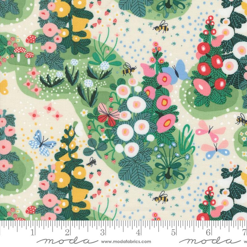 Manufacturer: Moda Fabrics
Designer: Lizzy House
Collection: Love Letter
Print Name: Fairy Garden in Eggshell
Material: 100% Cotton
Weight: Quilting 
SKU: 37120-11
Width: 44 inches