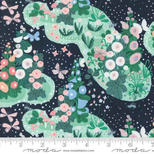 Manufacturer: Moda Fabrics
Designer: Lizzy House
Collection: Love Letter
Print Name: Fairy Garden in Peacoat
Material: 100% Cotton
Weight: Quilting 
SKU: 37120-27
Width: 44 inches