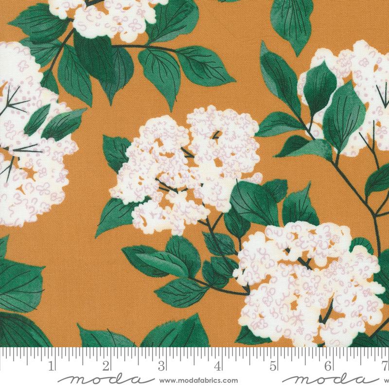 Manufacturer: Moda Fabrics
Designer: Lizzy House
Collection: Love Letter
Print Name: Elderberry Blossoms in Amber
Material: 100% Cotton
Weight: Quilting 
SKU: 37123-15
Width: 44 inches