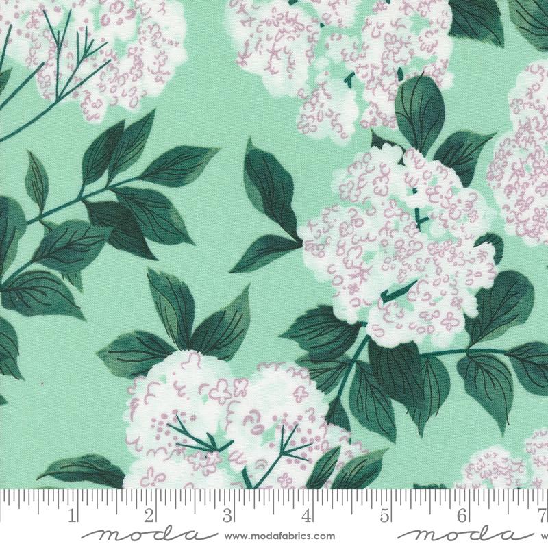 Manufacturer: Moda Fabrics
Designer: Lizzy House
Collection: Love Letter
Print Name: Elderberry Blossoms in Seafoam
Material: 100% Cotton
Weight: Quilting 
SKU: 37123-28
Width: 44 inches