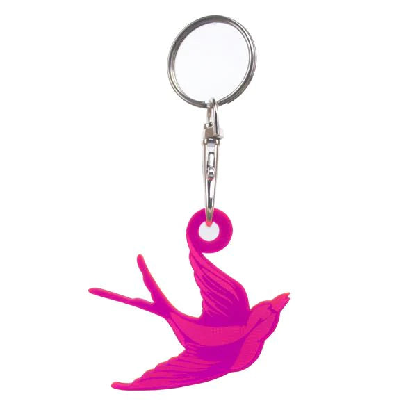 Bird Keychain by Tula Pink. Comes complete with the hardware needed to attach to your keys.