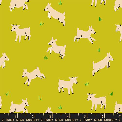 Manufacturer: Ruby Star Society
Designer: Collaborative Collection - Sarah Watts, Alexia Marcelle-Abegg, Kimberly Kight, Melody Miller and Rashida Coleman-Hale
Collection: Animal Animal
Print Name: Baby Goats in Pistachio
Material: 100% Cotton 
Weight: Quilting 
SKU: RS5166-14
Width: 44 inches