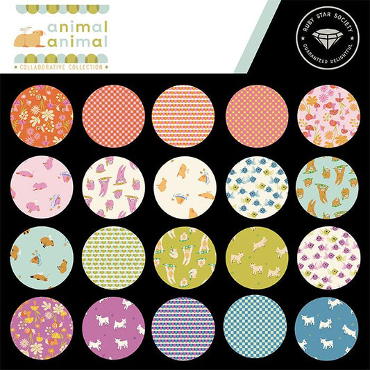 This FAT QUARTER BUNDLE contains 21 quilting cotton prints from Animal Animal by Rashida Coleman-Hale, Alexia Abegg, Melody Miller, Sarah Watts and Kimberly Kight for Ruby Star Society.

Manufacturer: Ruby Star Society
Designer: Collaborative Collection - Rashida Coleman-Hale, Alexia Abegg, Melody Miller, Sarah Watts and Kimberly Kight
Collection: Animal Animal
Material: 100% Cotton 
Weight: Quilting
SKU: F5163