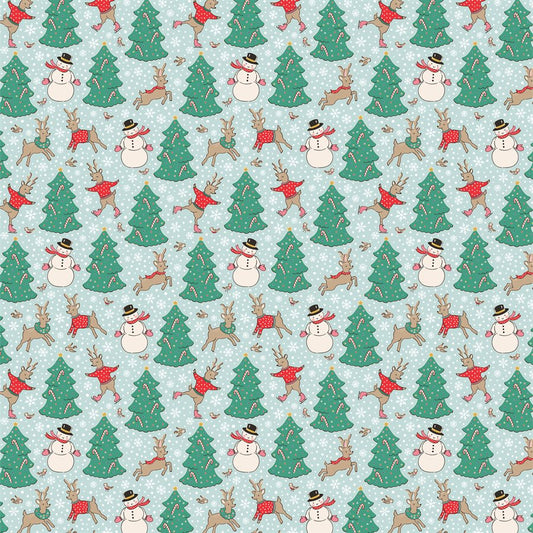 Manufacturer: Poppie Cotton Designer: Elea Lutz Collection: Oh What Fun Print Name: Skating Deer in Blue Material: 100% Cotton Weight: Quilting  SKU: OF23310 Width: 44 inches