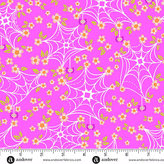 Manufacturer: Andover Fabrics
Designer: KP Creates
Collection: Ghostly Garden
Print Name: Web and Bloom in Pink
Material: 100% Cotton
Weight: Quilting
SKU: A-10198-E
Width: 44 inches