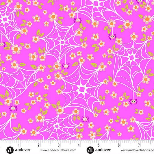 Manufacturer: Andover Fabrics
Designer: KP Creates
Collection: Ghostly Garden
Print Name: Web and Bloom in Pink
Material: 100% Cotton
Weight: Quilting
SKU: A-10198-E
Width: 44 inches