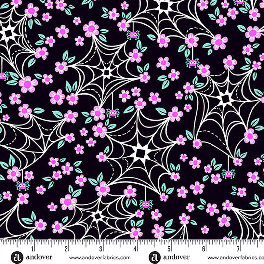Manufacturer: Andover Fabrics
Designer: KP Creates
Collection: Ghostly Garden
Print Name: Web and Bloom in Black
Material: 100% Cotton
Weight: Quilting
SKU: A-10198-K
Width: 44 inches