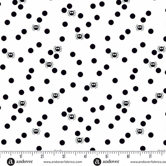 Manufacturer: Andover Fabrics
Designer: KP Creates
Collection: Ghostly Garden
Print Name: Spin and Spot in White
Material: 100% Cotton
Weight: Quilting
SKU: A-10200-L
Width: 44 inches