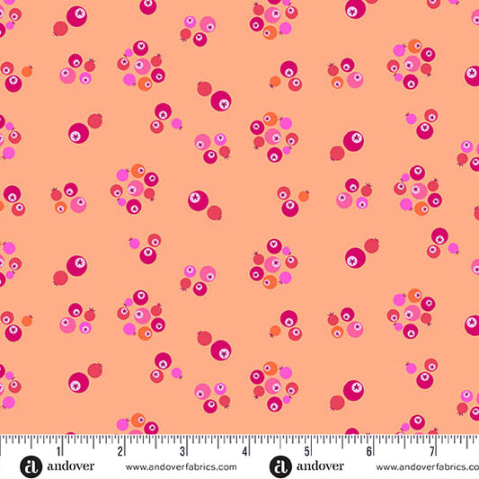 Manufacturer: Andover Fabrics
Designer: Libs Elliott
Collection: Perfect Day
Print Name: Bleubs in Orange
Material: 100% Cotton
Weight: Quilting 
SKU: A-10219-O
Width: 44 inches