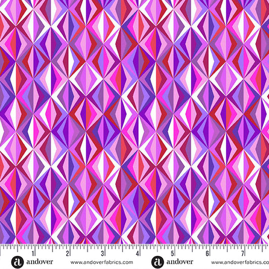 Manufacturer: Andover Fabrics
Designer: Libs Elliott
Collection: Perfect Day
Print Name: Prism in Purple
Material: 100% Cotton
Weight: Quilting 
SKU: A-10220-E
Width: 44 inches