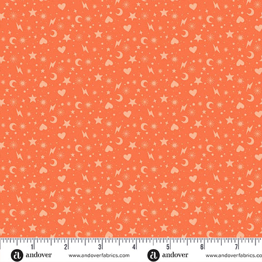 Manufacturer: Andover Fabrics
Designer: Libs Elliott
Collection: Perfect Day
Print Name: Charm Toss in Orange
Material: 100% Cotton
Weight: Quilting 
SKU: A-10223-O
Width: 44 inches
