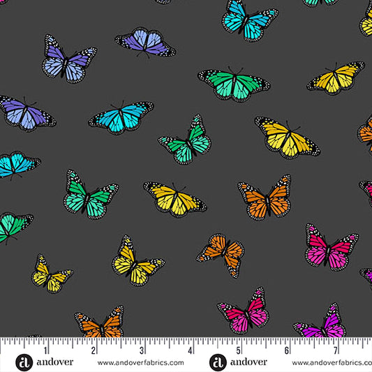 Manufacturer: Andover Fabrics
Designer: Alison Glass
Collection: Color Wheel
Print Name: Butterfly Rainbow in Night
Material: 100% Cotton 
Weight: Quilting 
SKU: A-1443-K
Width: 44 inches