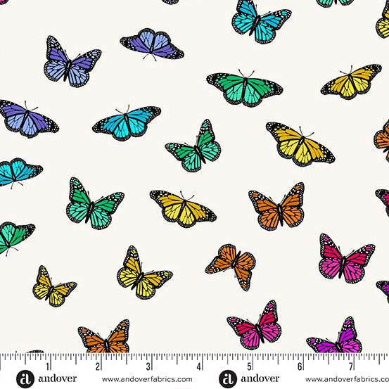 Manufacturer: Andover Fabrics
Designer: Alison Glass
Collection: Color Wheel
Print Name: Butterfly Rainbow in Day
Material: 100% Cotton 
Weight: Quilting 
SKU: A-1443-L
Width: 44 inches