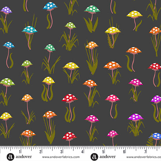 Manufacturer: Andover Fabrics
Designer: Alison Glass
Collection: Color Wheel
Print Name: Mushroom Parade in Night
Material: 100% Cotton 
Weight: Quilting 
SKU: A-1444-K
Width: 44 inches