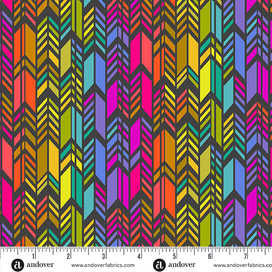 Manufacturer: Andover Fabrics
Designer: Alison Glass
Collection: Color Wheel
Print Name: Spectrum Feathers in Night
Material: 100% Cotton 
Weight: Quilting 
SKU: A-1445-K
Width: 44 inches