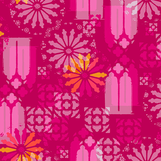 Manufacturer: Andover Fabrics Designer: Alison Glass Collection: Chrysanthemum Print Name: Sunlight in Crimson Material: 100% Cotton Weight: Quilting  SKU: A-873-E Width: 44 inches
