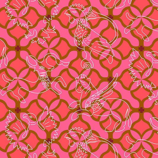 Manufacturer: Andover Fabrics Designer: Alison Glass Collection: Chrysanthemum Print Name: Folk in Penny Material: 100% Cotton Weight: Quilting  SKU: A-875-E Width: 44 inches