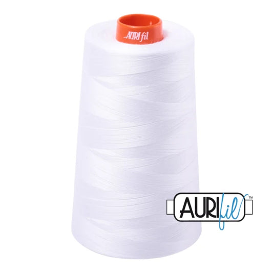 Aurifil Cone 50wt: 2024 White.
6452 yds.

100% Long Staple Mercerized Egyptian Cotton. For Machine Embroidery, Quilting and Serging.
