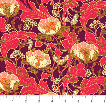 Manufacturer: Figo Fabrics Designer: Heather Bailey Collection: Wild Abandon Print Name: Wanderlust in Plum Material: 100% Cotton  Weight: Quilting  SKU: 90891-28 Width: 44 inches
