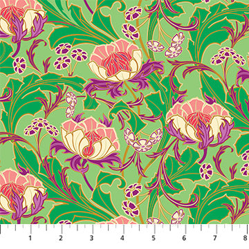 Manufacturer: Figo Fabrics Designer: Heather Bailey Collection: Wild Abandon Print Name: Wanderlust in Aqua Material: 100% Cotton  Weight: Quilting  SKU: 90891-74 Width: 44 inches
