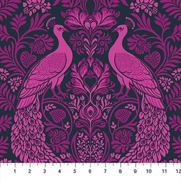 Manufacturer: Figo Fabrics Designer: Heather Bailey Collection: Wild Abandon Print Name: Rogues & Scoundrels in Midnight Material: 100% Cotton  Weight: Quilting  SKU: 90892-86 Width: 44 inches