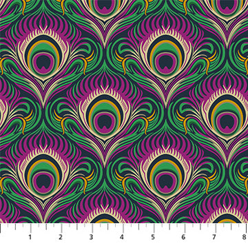 Manufacturer: Figo Fabrics Designer: Heather Bailey Collection: Wild Abandon Print Name: Seduction in Midnight Material: 100% Cotton  Weight: Quilting  SKU: 90893-45 Width: 44 inches