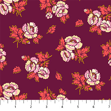 Manufacturer: Figo Fabrics Designer: Heather Bailey Collection: Wild Abandon Print Name: Unbound in Plum Material: 100% Cotton  Weight: Quilting  SKU: 90894-86 Width: 44 inches