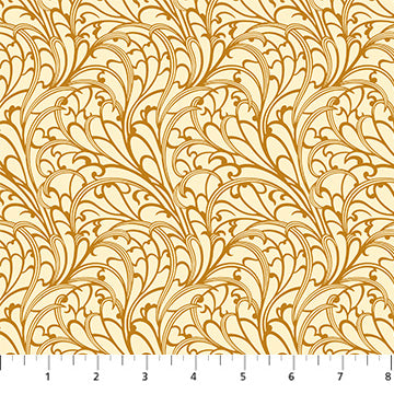 Manufacturer: Figo Fabrics Designer: Heather Bailey Collection: Wild Abandon Print Name: Passing Fancy in Gold Material: 100% Cotton  Weight: Quilting  SKU: 90896-11 Width: 44 inches