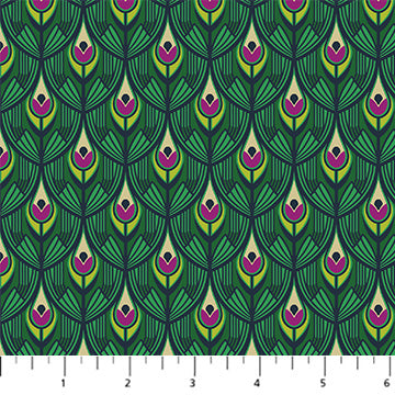 Manufacturer: Figo Fabrics Designer: Heather Bailey Collection: Wild Abandon Print Name: Swagger in Teal Material: 100% Cotton  Weight: Quilting  SKU: 90897-76 Width: 44 inches