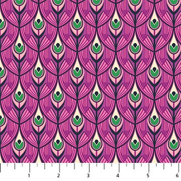 Manufacturer: Figo Fabrics Designer: Heather Bailey Collection: Wild Abandon Print Name: Swagger in Violet Material: 100% Cotton  Weight: Quilting  SKU: 90897-82 Width: 44 inches