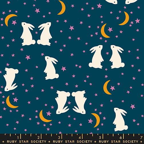 Manufacturer: Ruby Star Society
Designer: Alexia Abegg
Collection: Mystic Fable
Print Name: Bunnies in Galaxy
Material: 100% Cotton
Weight: Quilting 
SKU: RS4147-14
Width: 44 inches