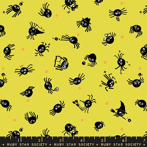 Manufacturer: Moda Fabrics
Designer: Ruby Star Society
Collection: Freaky Familiars
Print Name: Spider Sense in Citron
Material: 100% Cotton
Weight: Quilting
SKU: RS5191-12
Width: 44 inches