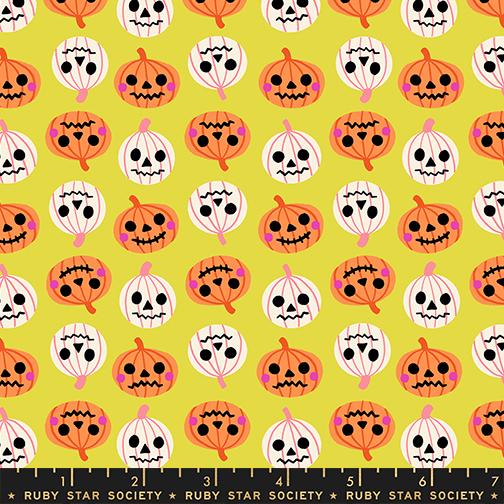 Manufacturer: Moda Fabrics
Designer: Ruby Star Society
Collection: Freaky Familiars
Print Name: Pumpkin Party in Citron
Material: 100% Cotton
Weight: Quilting
SKU: RS5196-12
Width: 44 inches
