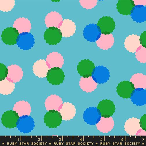 Manufacturer: Ruby Star Society
Designer: Melody Miller
Collection: Sparkle Mart
Print Name: Puffs in Dark Turquoise
Material: 100% Cotton
Weight: Quilting
SKU: RS0122-13
Width: 44 inches