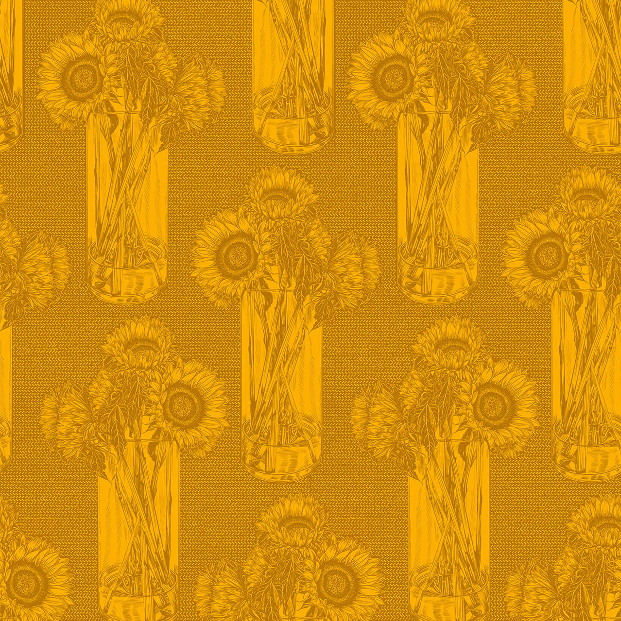 Manufacturer: Anna Maria Textiles for Northcott Fabrics
Designer: Anna Maria Parry
Collection: Indelible
Print Name: Sunflowers in Saffron
Material: 100% Cotton
Weight: Quilting 
SKU: AMT1004-54L
Width: 44 inches