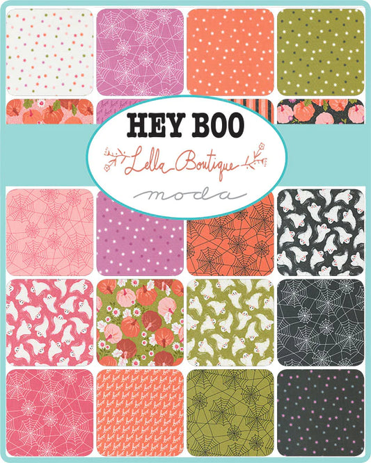 This Factory Cut FAT QUARTER BUNDLE contains 29 quilting cotton prints and one panel from Hey Boo by Lella Boutique for Moda Fabrics.  Manufacturer: Moda Fabrics Designer: Lella Boutique Collection: Hey Boo Material: 100% Cotton Weight: Quilting SKU: 5210AB