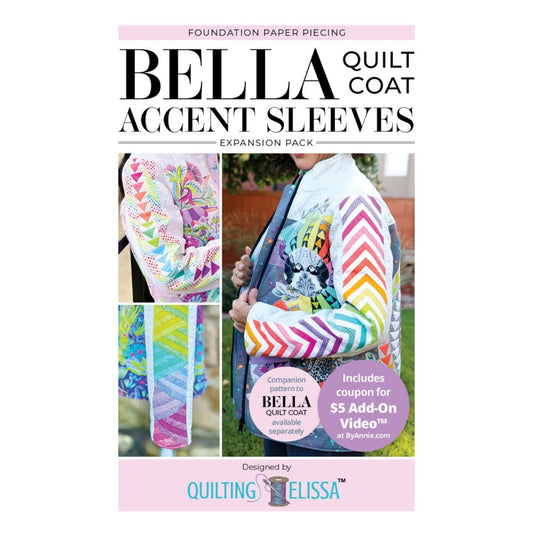 The Bella Accent Sleeves FPP (foundation paper piecing) Expansion Pack is designed specifically to be used as a companion pattern to the Bella Quilt Coat.

The expansion pack includes a set of ten foundation patterns featuring a variety of flying geese and braided blocks.