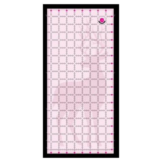 Tula Pink 8.5in x 18.5in Deer Cutting Ruler is a US made ruler that features: nonslip coating, fuzzy cut and angle markings, 1/4in margins all around, two color markings with fine marking lines for accurate cutting, and clear center squares for accuracy.