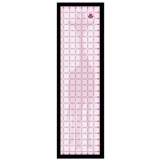 Tula Pink 6.5in x 24.5in Giraffe Cutting Ruler is a US made ruler that features: nonslip coating, fuzzy cut and angle markings, 1/4in margins all around, two color markings with fine marking lines for accurate cutting, and clear center squares for accuracy.